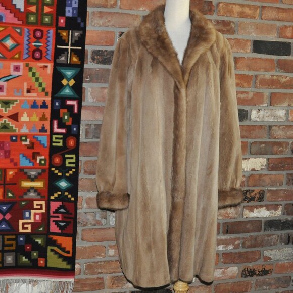 Majestic CANADA Pastel Honey Blonde Sheared MINK FUR LONG Coat Jacket - Picture 3 of 16